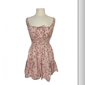 Abercrombie & Fitch Dress Mini Womens Small Pink Floral Smocked Ruffle cottage